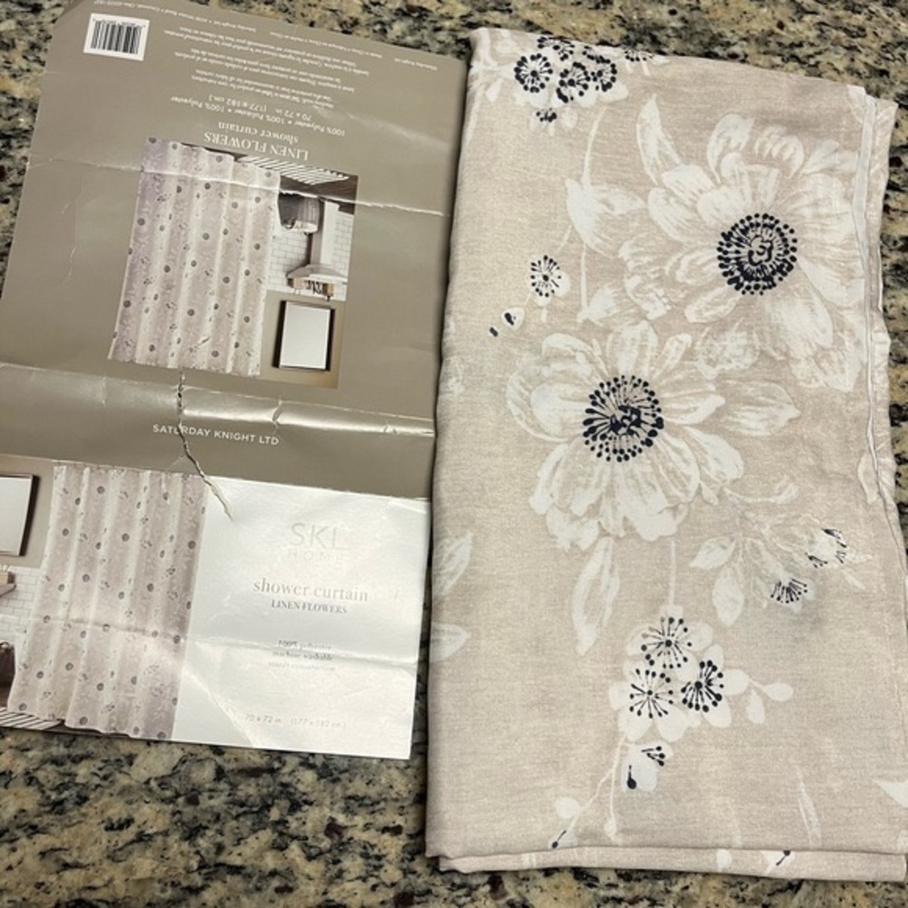 New Fabric shower curtain, SKL Home, Linen Flowers pattern, 70 width x 72 length
